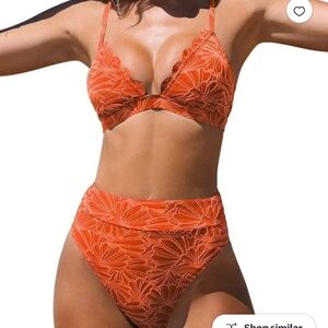 Cupshe Vibrant Orange Floral Bikini